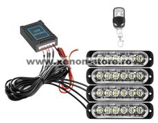 Kit 4 stroboscoape portocalii 12/24V cu telecomanda wireless - WL-52026E-4