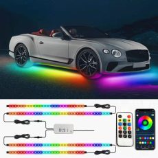 Kit iluminare sub masina Symphony, dinamice, RGB multicolor cu telecomanda si aplicatie telefon 12V, 2x120cm si 2x90cm - AMB35 Kit iluminare sub masina Symphony, dinamice, RGB multicolor cu telecomanda si aplicatie telefon 12V, 2x120cm si 2x90cm - AMB35