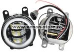   Set 2 proiectoare ceata LED Dacia, Renault, Nissan cu lumina alba, diamentru 3" / 90mm, 30W, 12/24V, carcasa aluminiu, mufa H11, H8 - FG-AW