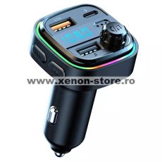 Modulator FM 12-24V Bluetooth 5.0 cu functie de incarcator auto Fast Charge 3.0 si port USB C - C26