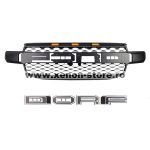   Grila radiator Raptor Style negru mat cu contur alb si leduri portocalii, Ford Ranger T9 2022-2024 - FGT922 White