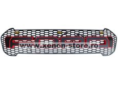 Grila radiator negru mat cu contur rosu, leduri portocalii, Ford Ranger T7 2016-2019 - FGT71619 Red