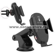 Suport auto grila ventilatie + ventuza 10W motorizat cu incarcare wireless Qi Standard Fast Charge Type-C - CWCPH-D3