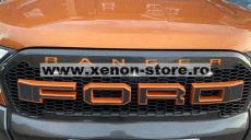 Grila radiator cu LED negru mat cu contur portocaliu Ford Ranger T7 2016, 2017, 2018, 2019 FR15FGL
