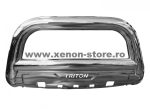   Bullbar inox cu scut Mitsubishi L200 Triton 2015, 2016, 2017, 2018, 2019  Ø90mm MTA647 - PRODUS RESIGILAT (ACCESORII LIPSA)