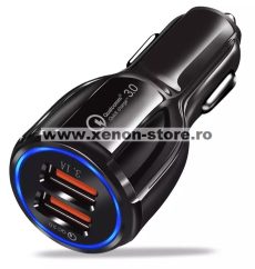 Incarcator auto 12-24V Fast Charge cu port USB si QC3.0 - BK348
